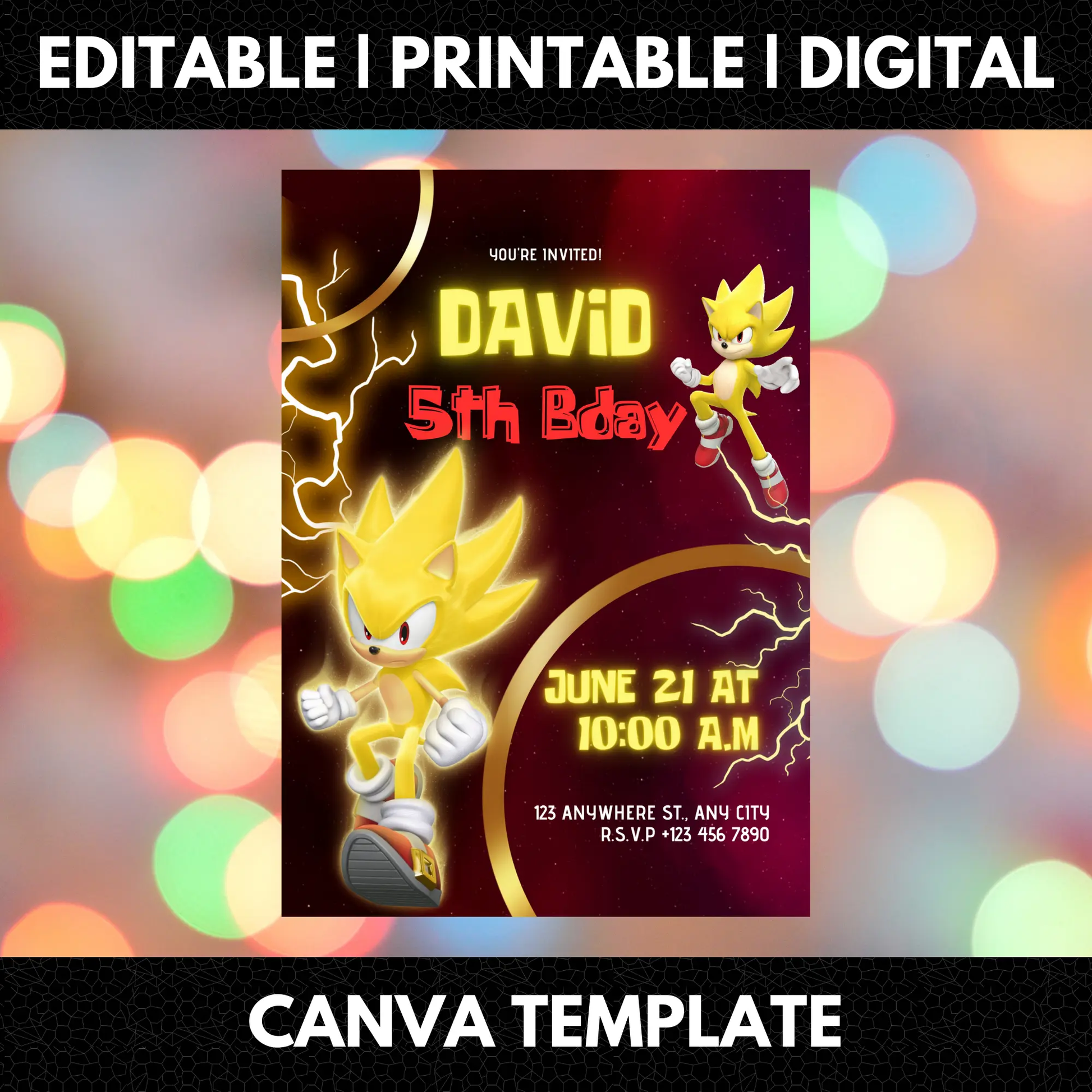 Super Sonic Birthday Invitation Template - CreativeRino