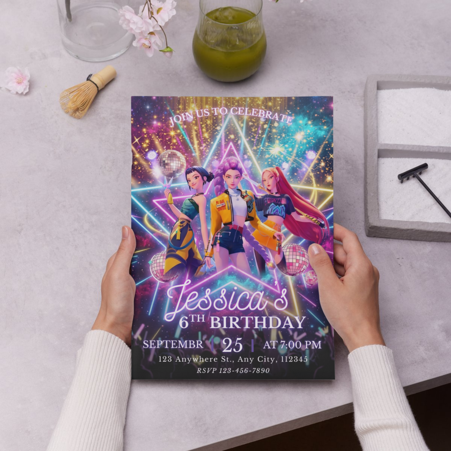 Demon Hunters Kpop Birthday Invite – Easy Editable Invitation Card CreativeRino