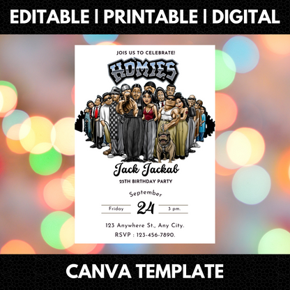 Cholo Homies Birthday Invitation Template - CreativeRino