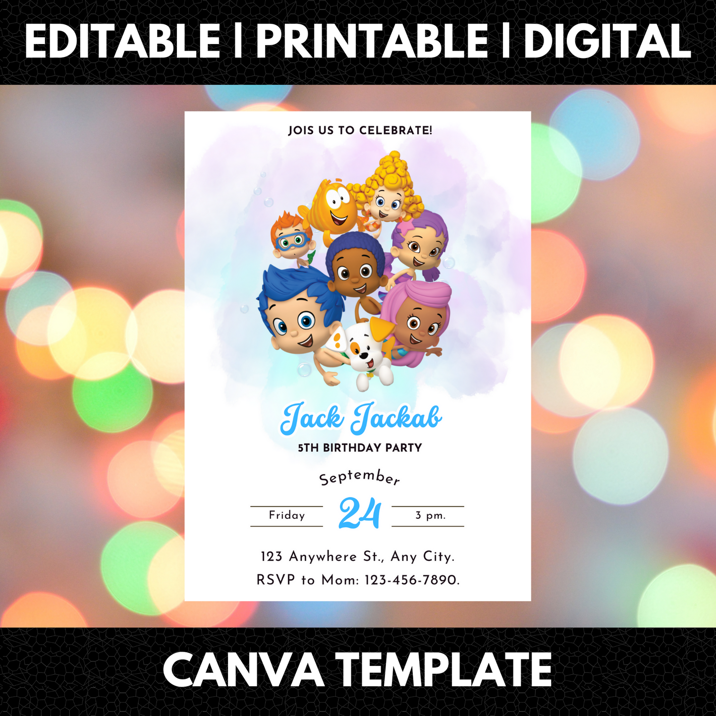 Bubble Guppies Birthday Invitation Template