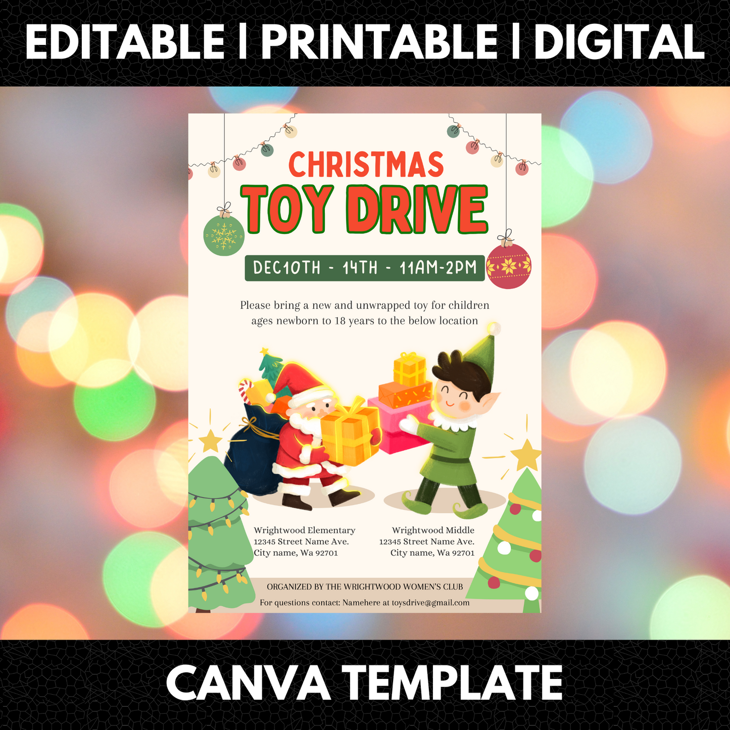 Christmas Toy Drive Flyer Template | Toy Drive Invitation