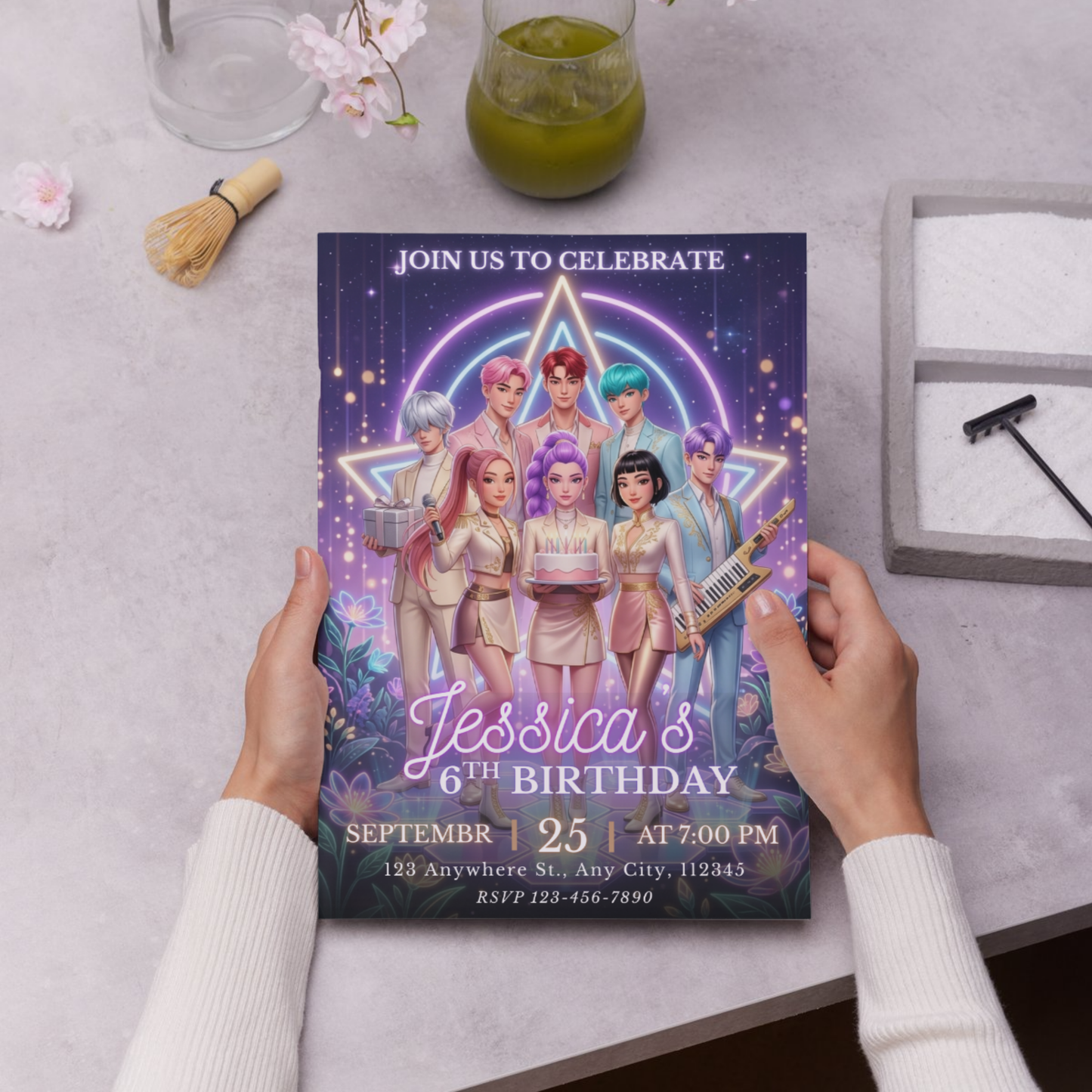 Demon Hunters Birthday Invite – Kpop Party Digital Template CreativeRino