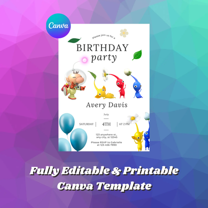 Pikmin Birthday Invitation Template - CreativeRino