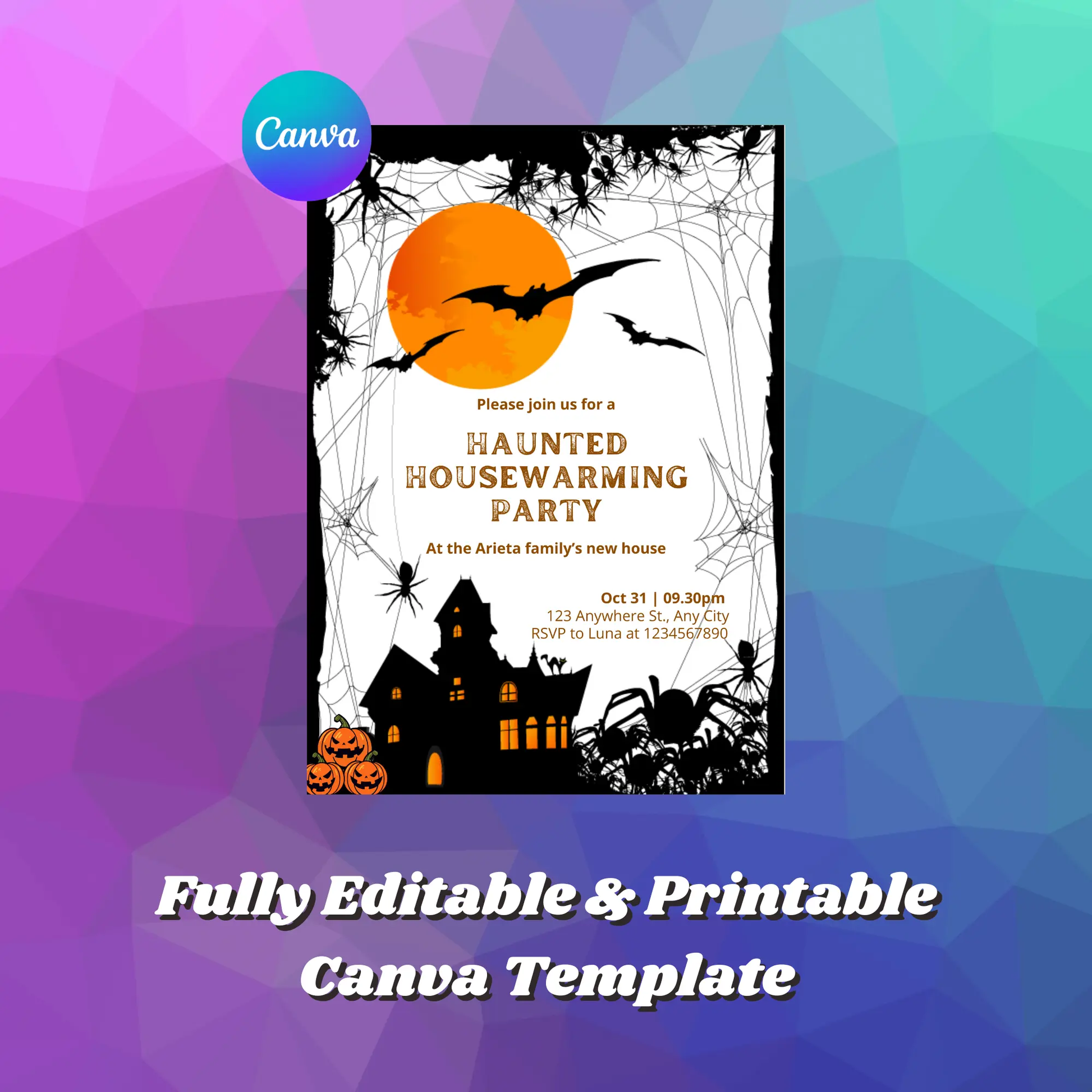 Halloween Haunted Housewarming Party Invitation Template - CreativeRino