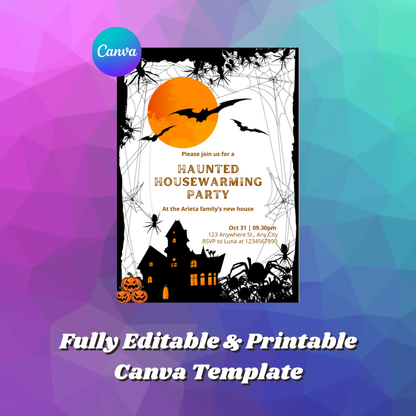 Halloween Haunted Housewarming Party Invitation Template - CreativeRino