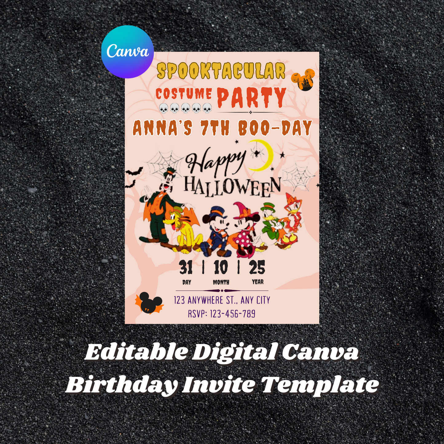 Mickey Mouse Costume Birthday Party Invitation Template