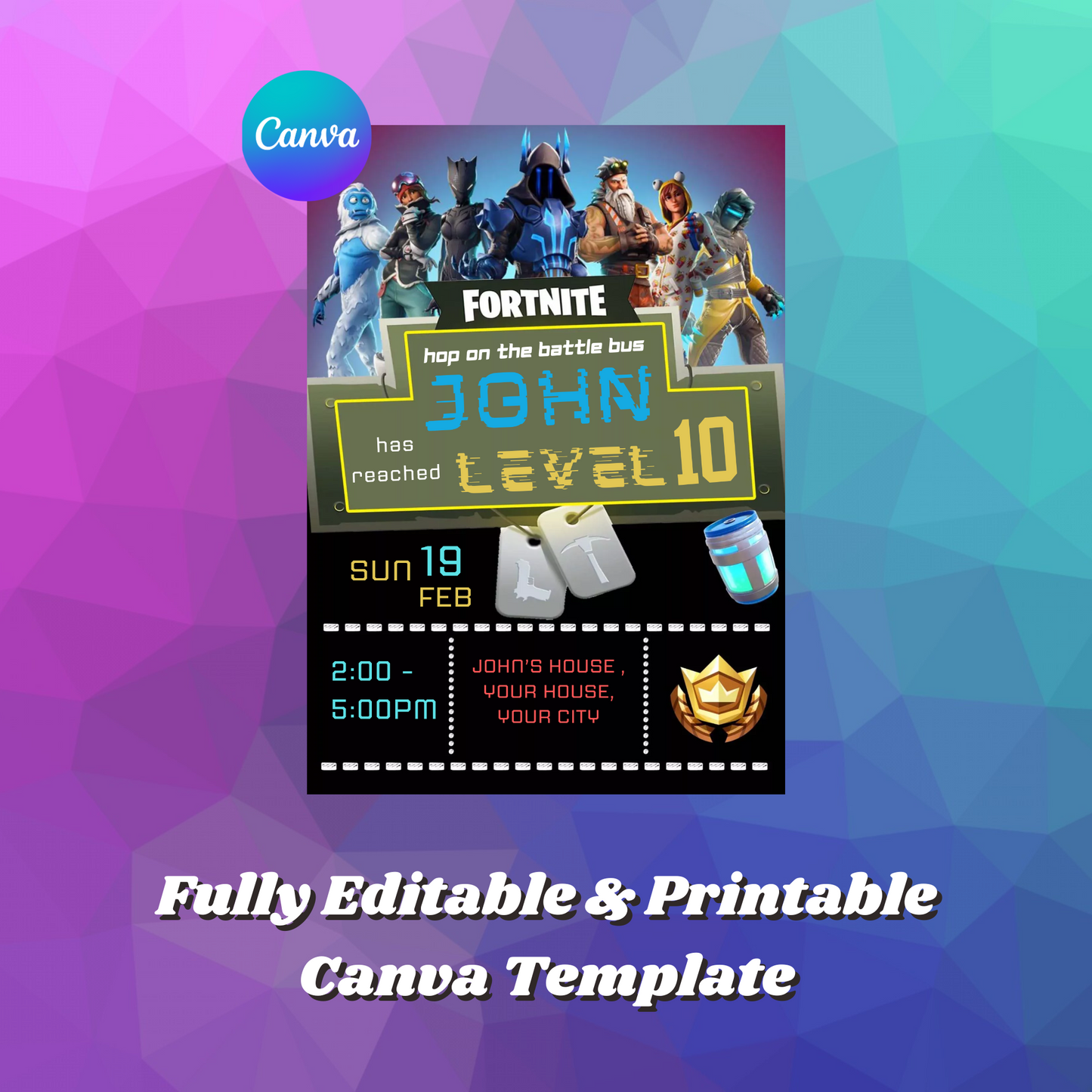 Fortnite Birthday Invitation Template