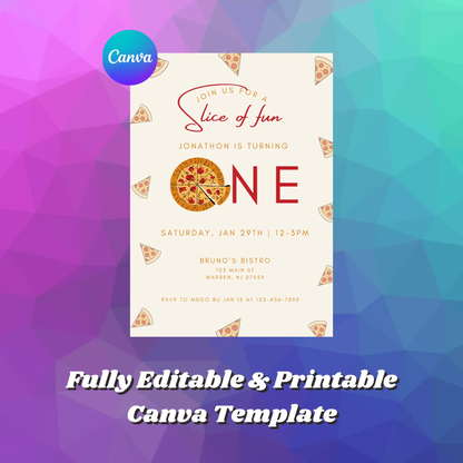 Pizza Slice of Fun Birthday Invitation Template - CreativeRino