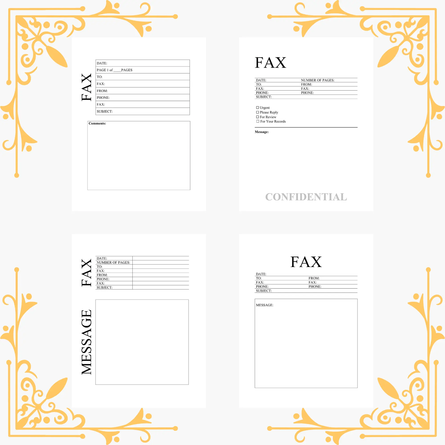 15 Fax Cover Sheet Template Bundle MS Word - CreativeRino