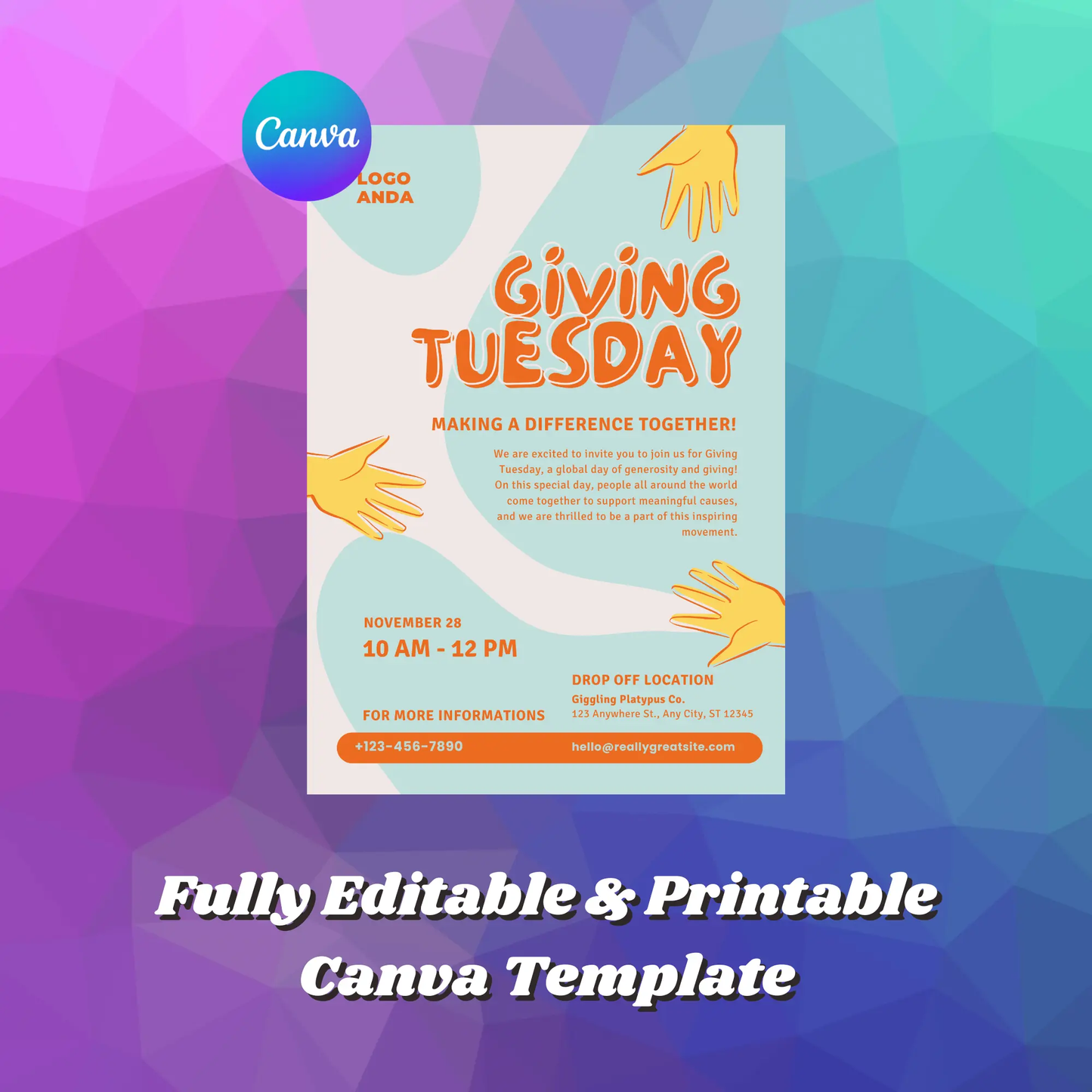 Giving Tuesday Invitation Template - CreativeRino