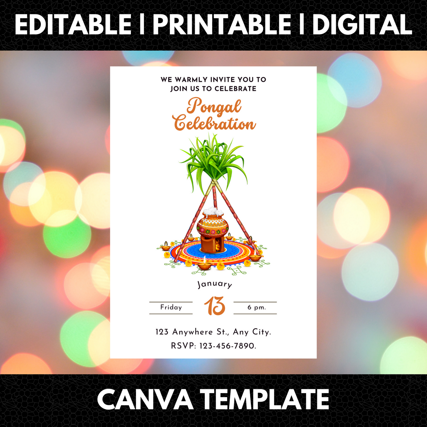 Pongal Invitation Template | Pongal Celebration Invite