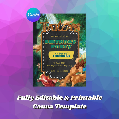 Tarzan Birthday Invitation Template - CreativeRino