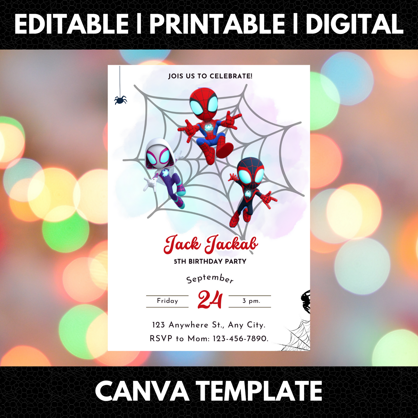 Spidey and his Amazing Friends Birthday Invitation Template