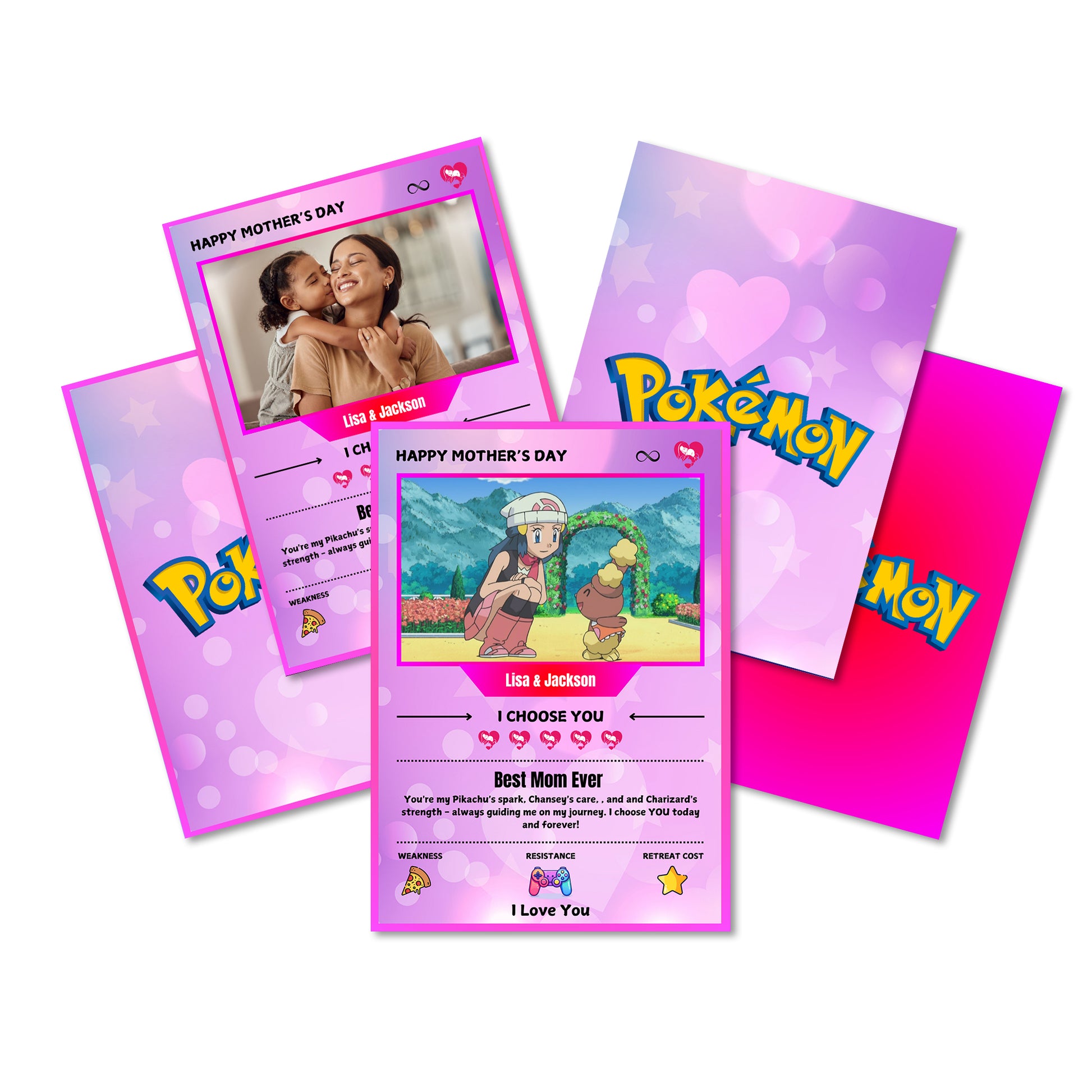 Custom Pokemon Mothers Day Card, Editable Pokeman Cards, Poke Gift For Mom, Mother's Day Gift - CreativeRino