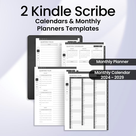 2 Kindle Scribe Calendars and Monthly Planner Template Bundle