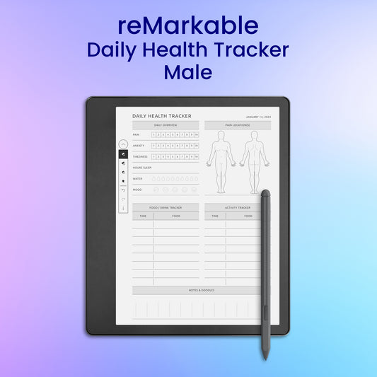 reMarkable 2 Daily Health Tracker - Male Planner Template