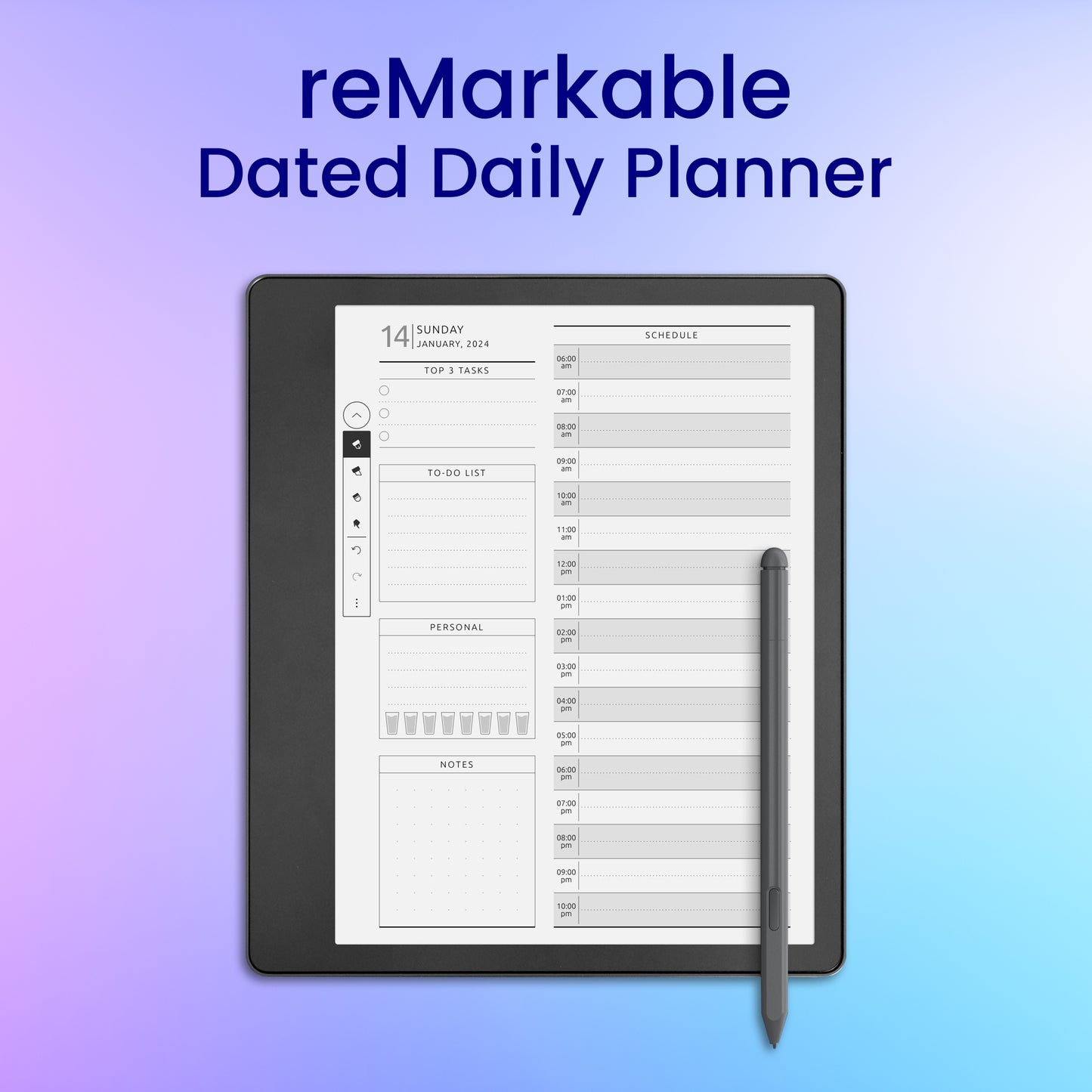 reMarkable 2 Dated Daily Planner Template