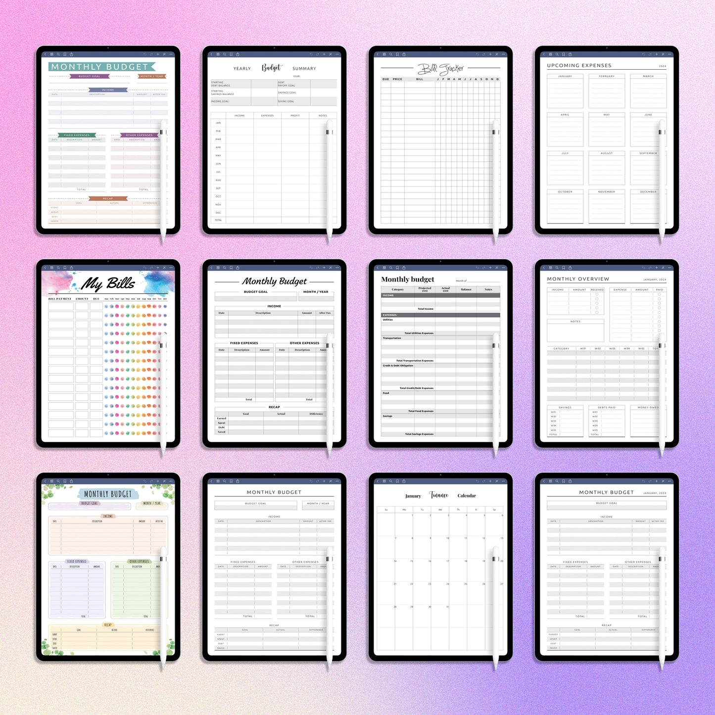 15 GoodNotes Monthly Budget Templates