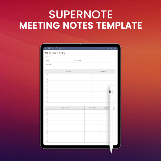 Supernote Meeting Notes Template Planner Template