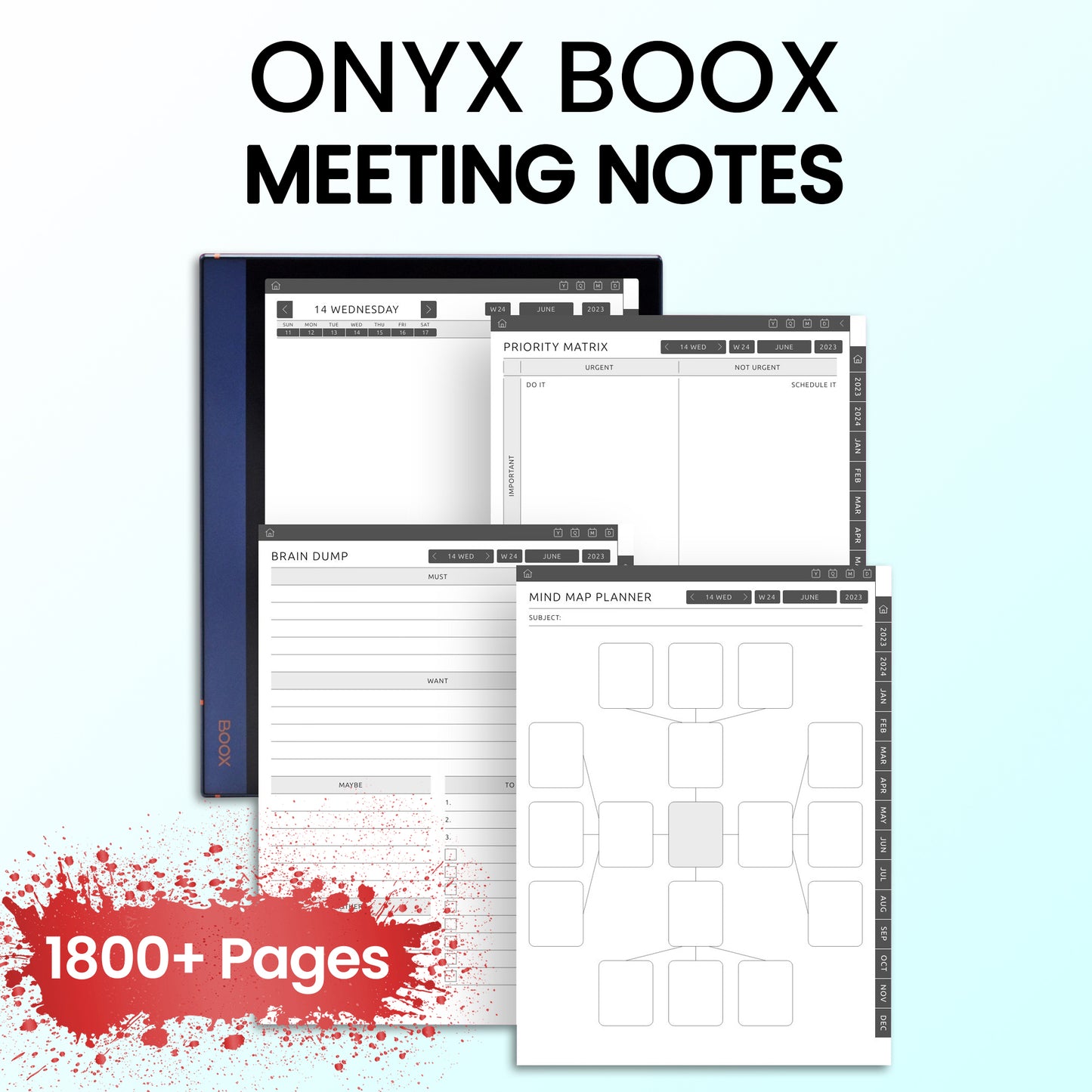 Onyx Boox Meeting Notes Planners Template