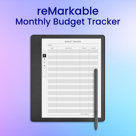 reMarkable 2 Monthly Budget Tracker Planner Template