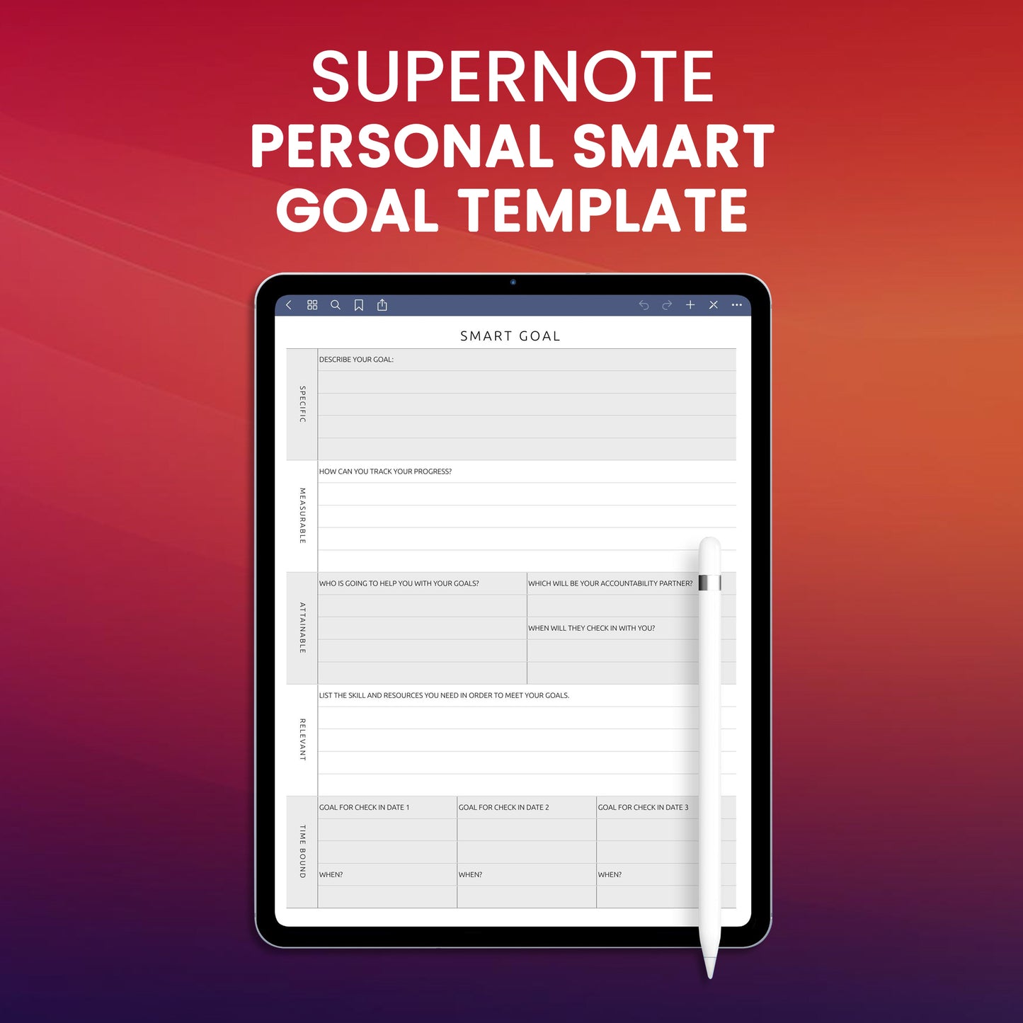 Supernote Wheel Of Life Goal Tracker Template Planner Template