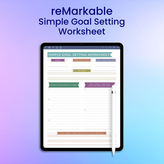 reMarkable 2 Simple Goal Setting Worksheet Planner Template