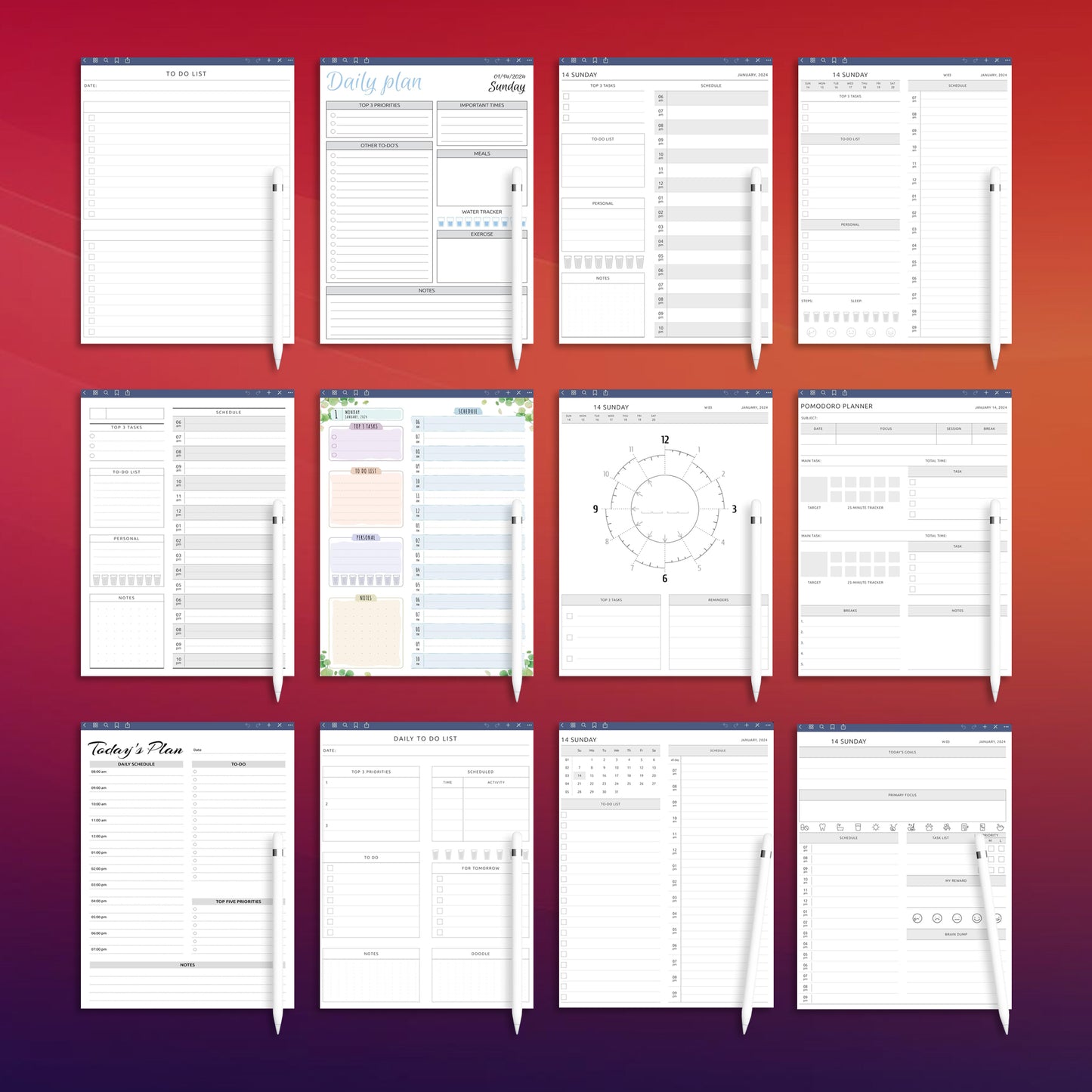 12 Supernote Daily Templates Planner Template Bundle