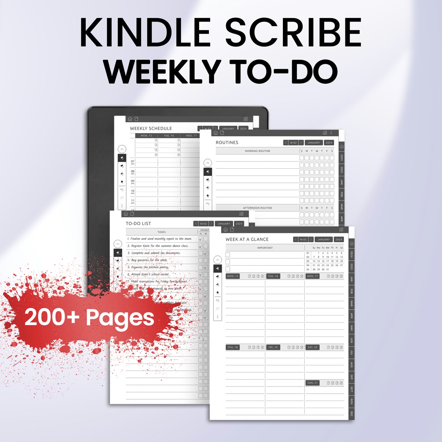 Kindle Scribe Weekly To-Do Planner Template