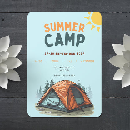 Summer Camp Bachelorette Invitation | Camping Invite Template Canva CreativeRino