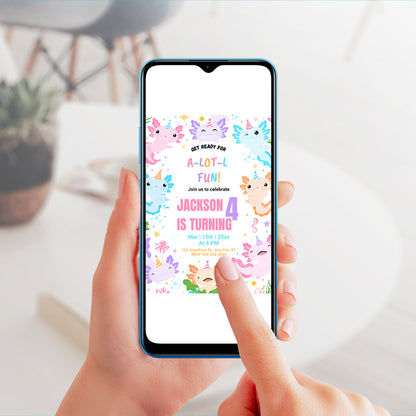 Axolotl Birthday Invitation Template - CreativeRino