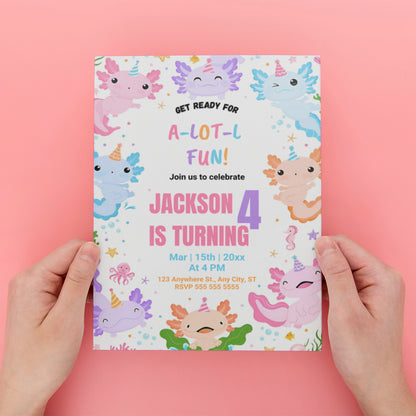 Axolotl Birthday Invitation Template - CreativeRino