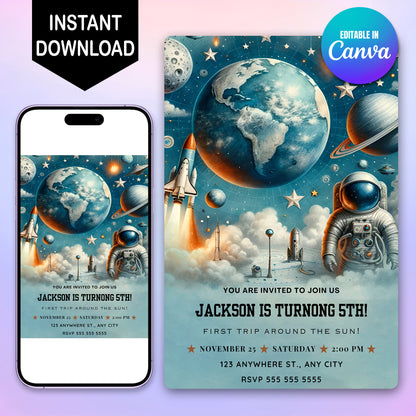 Space Birthday Invitation Template - CreativeRino