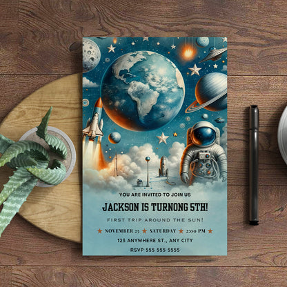 Space Birthday Invitation Template - CreativeRino