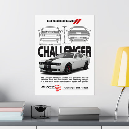 Dodge Challenger Matte Vertical Posters - Perfect for Car Enthusiasts and Gift Giving - CreativeRino