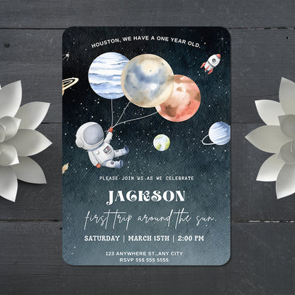 Space Birthday Party Invitation Template - CreativeRino