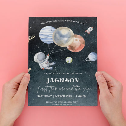 Space Birthday Party Invitation Template - CreativeRino