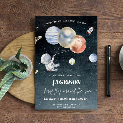 Space Birthday Party Invitation Template - CreativeRino