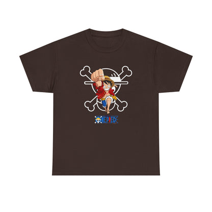 Anime Unisex Heavy Cotton Tee - One Piece T-shirt Pirate Theme - CreativeRino