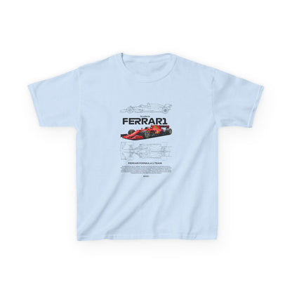 Kids Ferrari Formula 1 Tee - Heavy Cotton Racing Shirt - CreativeRino
