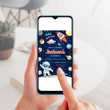 Space Birthday Party Invitation Template - CreativeRino