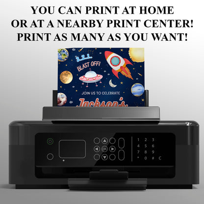 Space Birthday Party Invitation Template - CreativeRino