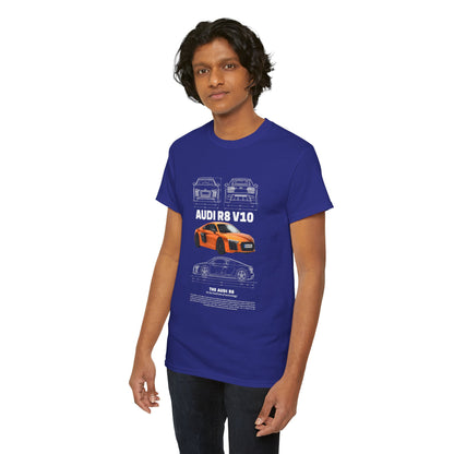 AUDI R8 V10 Car Graphic Tee - Unisex Heavy Cotton Tee for Auto Enthusiasts - CreativeRino