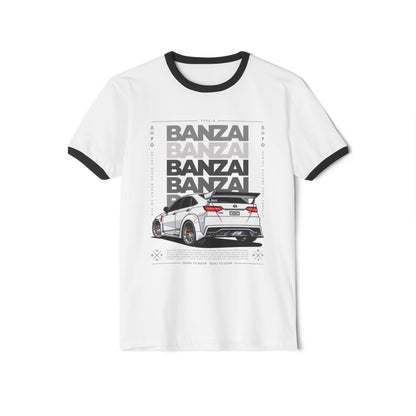 Banzai Racing Unisex Cotton Ringer T-Shirt - Car Enthusiast Apparel - CreativeRino