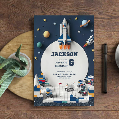 Outer Space Birthday Invitation Template - CreativeRino