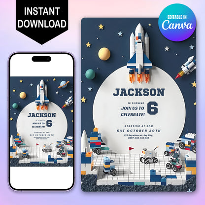 Outer Space Birthday Invitation Template - CreativeRino