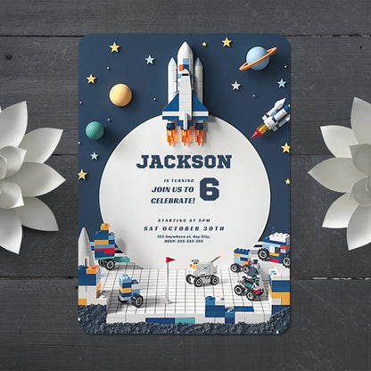 Outer Space Birthday Invitation Template - CreativeRino