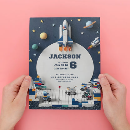 Outer Space Birthday Invitation Template - CreativeRino