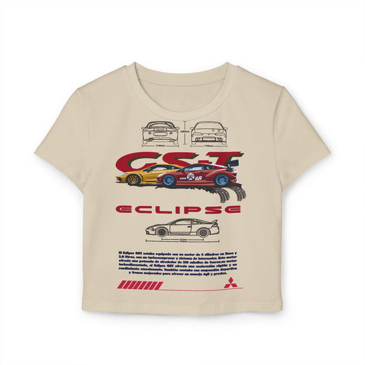 Mitsubishi Eclipse GST Women's Car Enthusiast Baby Tee - Car T-shirt Design - CreativeRino