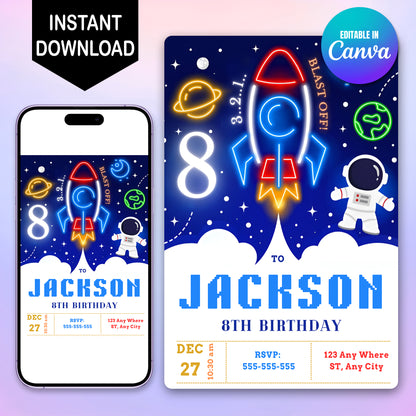 Space Birthday Invitation Template - CreativeRino